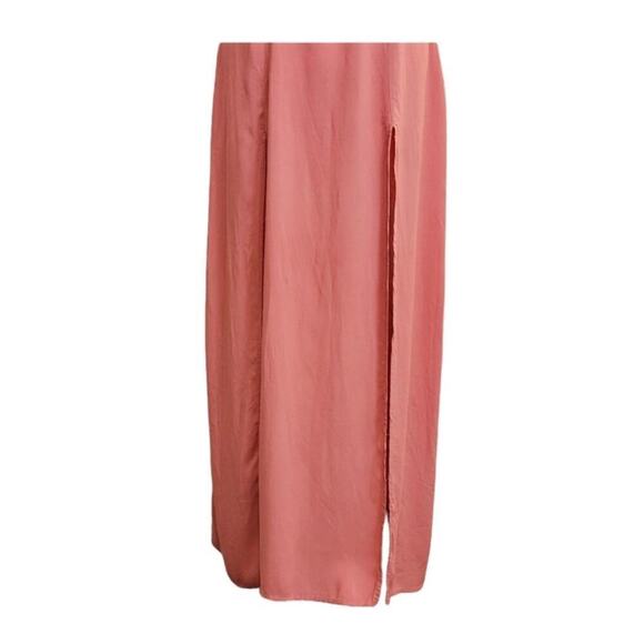 Tobi Coral Pink Lace Cuttout Button Front Accent Sheere Back Slit Maxi Dress S - Picture 6 of 15